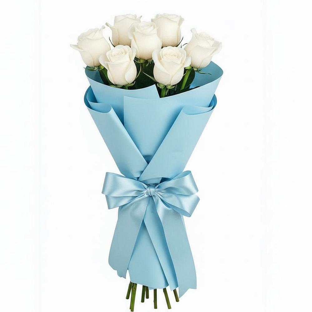 Букет 7 белых роз Проуд в Турунтаево