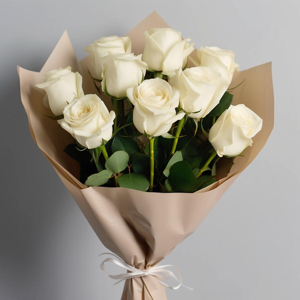 Букет 9 Белых роз Эдлесс Лав в Турунтаево