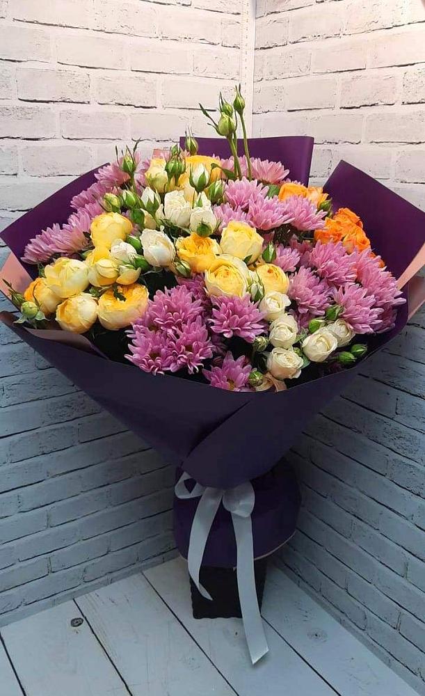 Букет цветов из: Хризантемы и Розы в Турунтаево
