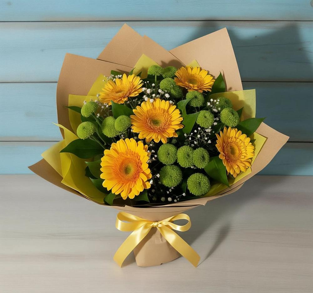 Букет цветов из: Герберы и Хризантемы в Турунтаево