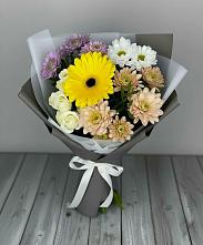 Букет цветов из:  Розы, Герберы и Хризантемы #REPLACE_PRED# Турунтаево