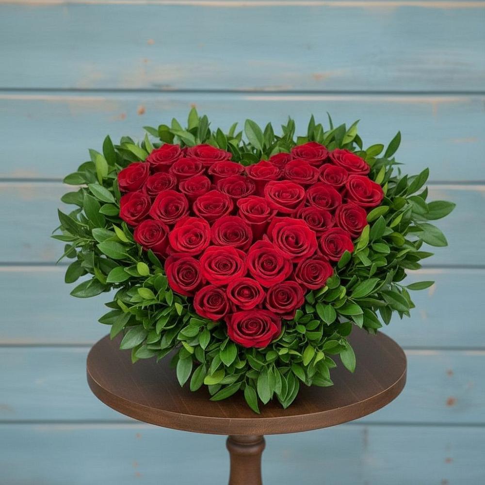 Цветочная композиция из Розы в виде сердца в Турунтаево