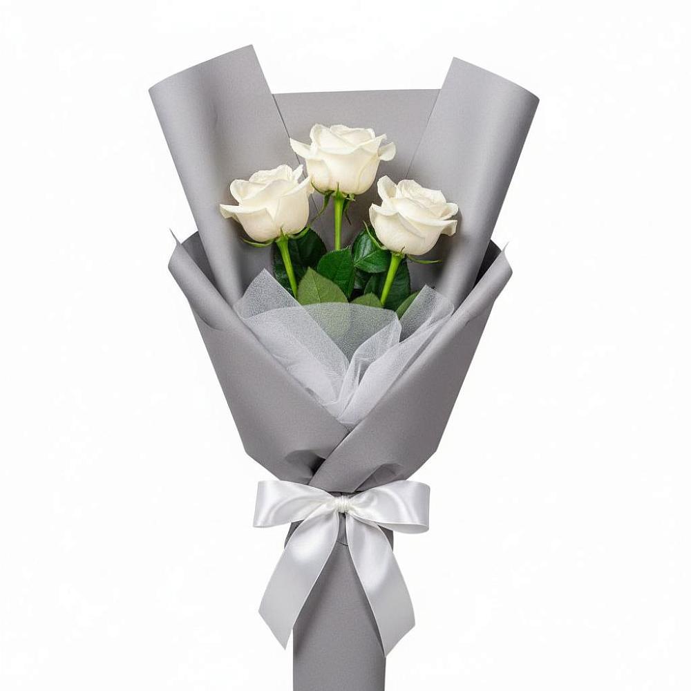 Букет 3 белые розы в Турунтаево