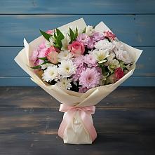 Букет цветов из:  Хризантемы, Альстромерии и Розы в Турунтаево