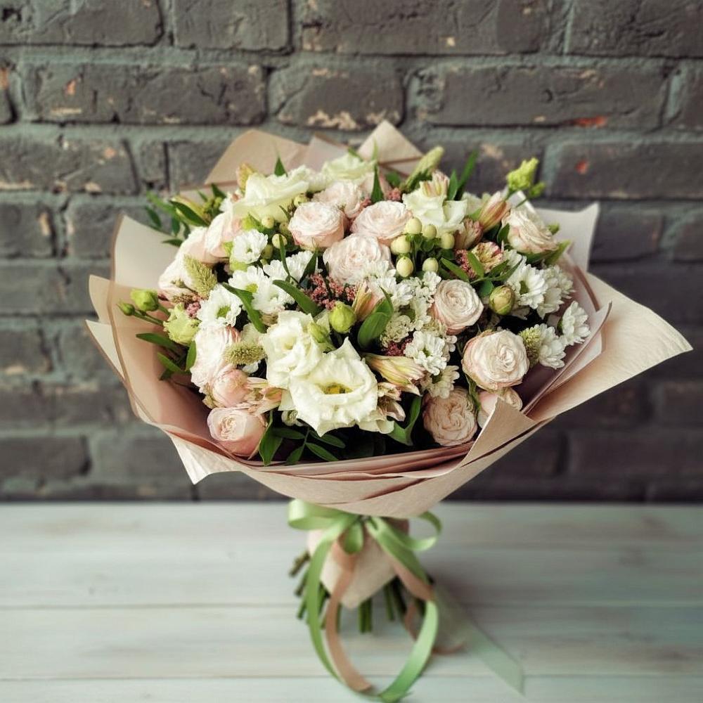 Букет цветов из: Альстромерии, Розы и Хризантемы в Турунтаево