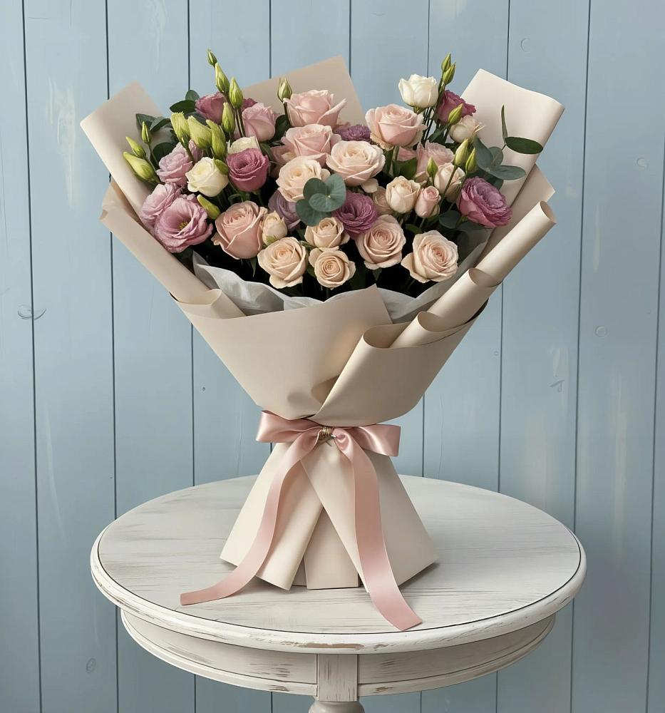 Букет цветов из: Розы и Лизиантусы в Турунтаево