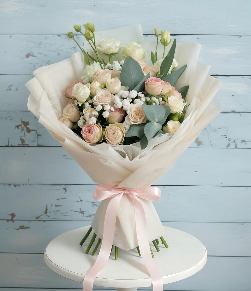 Букет цветов из: Розы и Лизиантусы в Турунтаево