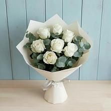 Букет Белые розы в Эвкалипте #REPLACE_PRED# Турунтаево